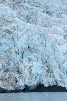 blue color of tidewater glacier in prince william sound in alaska