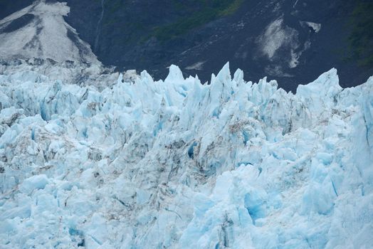 blue color of tidewater glacier in prince william sound in alaska