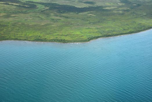 an aerial view of alaska wetland near king salmon