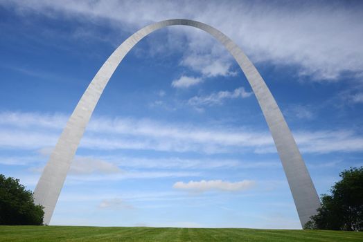 gateway arch in Saint Louis with blue sky and clouds