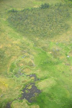an aerial view of alaska wetland in katmai national park near king salmon