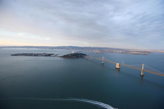 an aerial view of bay bridge in san francisco