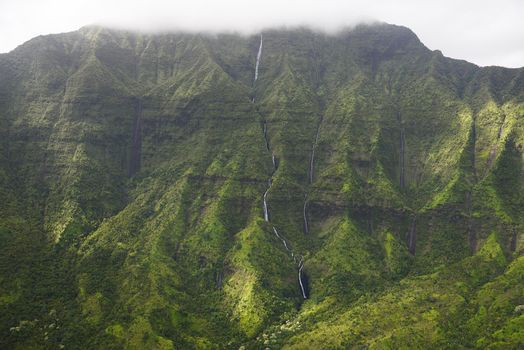 aerial view of mountain in kauai