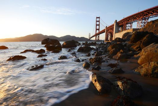 golden gate bridge from marshall beach