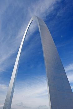 gateway arch in Saint Louis with blue sky and clouds