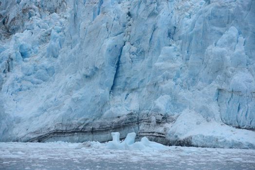 blue color of tidewater glacier in prince william sound in alaska