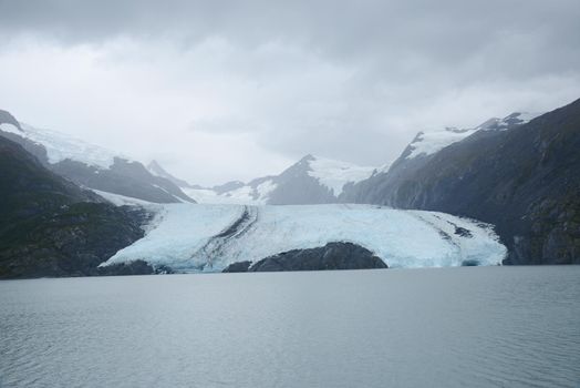 blue ice of portage glacier in alaska
