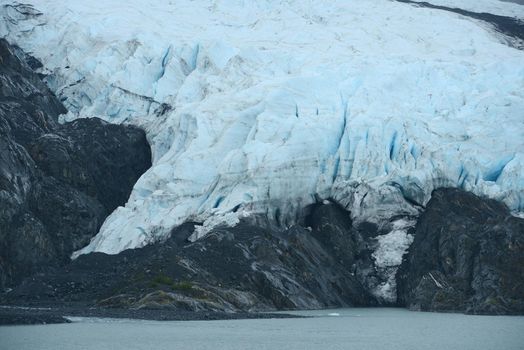 blue ice of portage glacier in alaska
