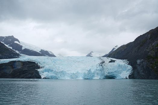 blue ice of portage glacier in alaska
