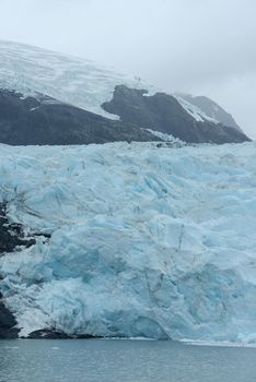 blue ice of portage glacier in alaska
