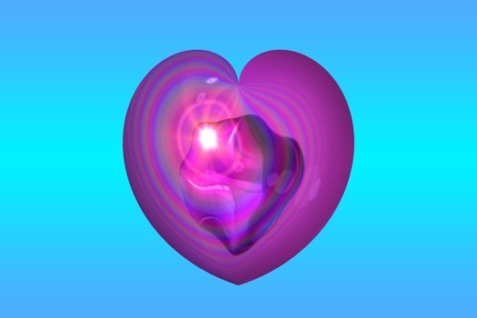 Abstract gradient blue background with a heart shape..