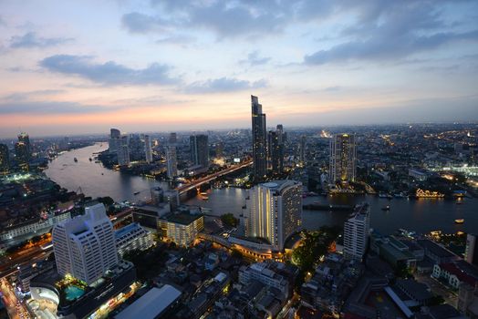 City view with Chao Phraya River in Bangkok