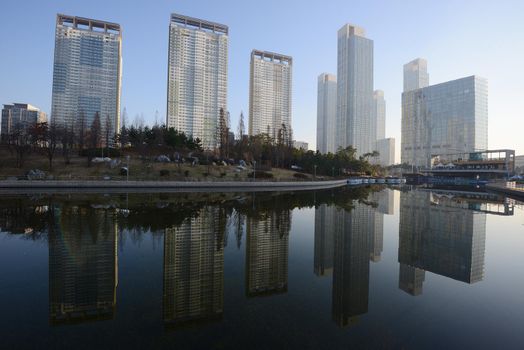 building in songdo park near incheon, korea