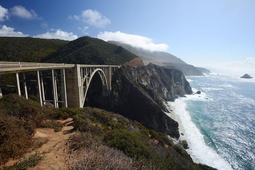 bixby bridge along california pacific coast highway