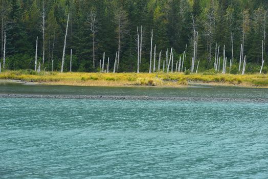 lake in alaska with turquoise color