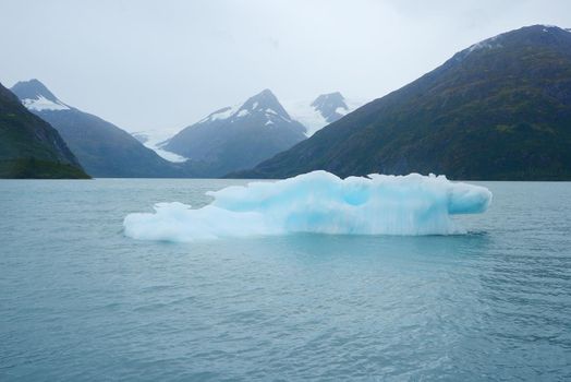 blue iceberg from portage glacier in alaska
