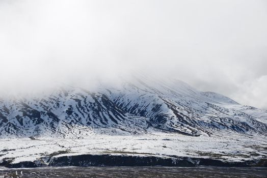 snow mountain landscape in denali national park