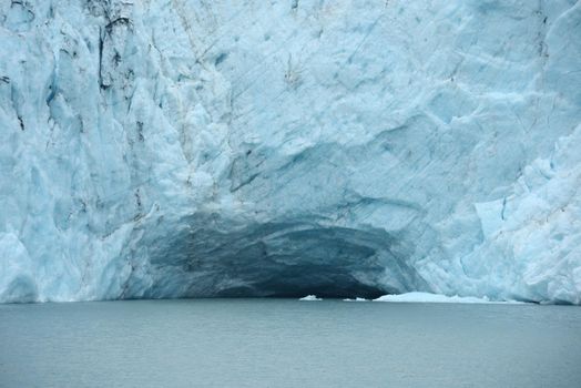 blue ice of portage glacier in alaska
