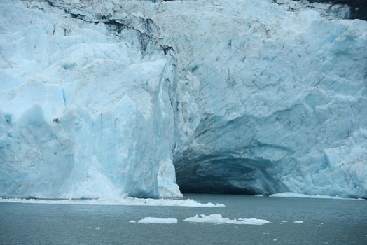 blue ice of portage glacier in alaska
