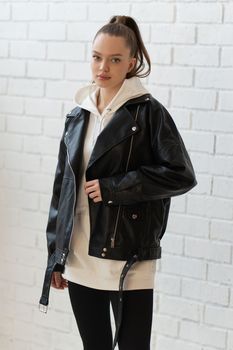 isolated white casual clothes jacket design background style fashion clothing leather zipper black