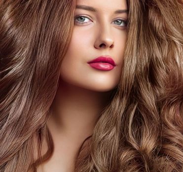 Hairstyle, beauty and hair care, beautiful woman with long natural brown hair, glamour portrait for hair salon and haircare brand