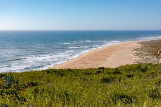 Praia do Norte beach in Nazare is a surf spot north of Lisbon, Portugal, known for its high waves