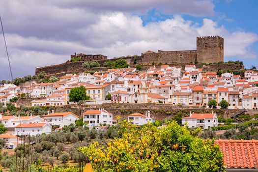 Panorama with the houses and the castle fortress of the historical town Castelo de Vide in Portugal