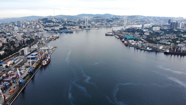 The city of Vladivostok from a bird's-eye view