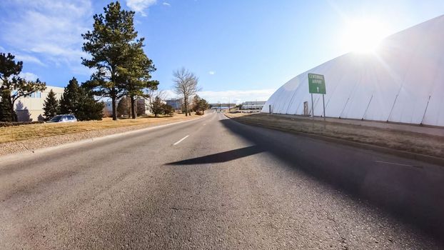 Denver, Colorado, USA-January 12, 2020 - Driving on typical paved roads in suburban America.