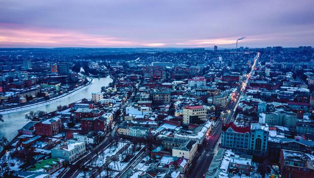 Winter panorama of ukrainian city Kharkiv