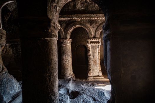 Ancient freskas of astonishing Selime Monastery in Cappadocia, Turkey