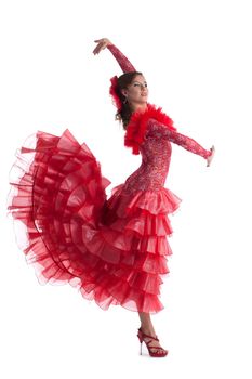 Full length portrait of woman performing flamenco