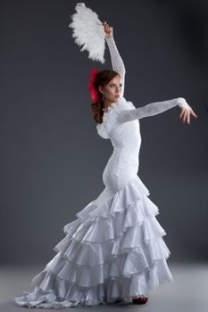 Full length portrait of woman performing flamenco