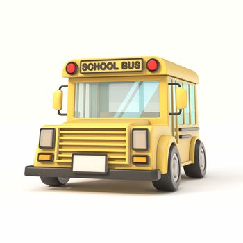 School bus Front view 3D rendering illustration isolated on white background