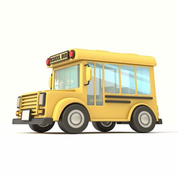 School bus Side view 3D rendering illustration isolated on white background