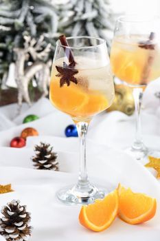 A light Christmas spritzer made with orange juice and vodka. The perfect cocktail to start your holiday party