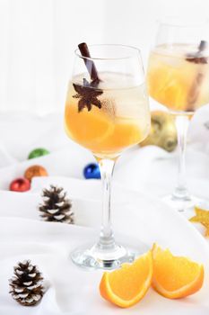 A light Christmas spritzer made with orange juice and vodka. The perfect cocktail to start your holiday party