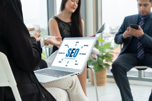 SEO search engine optimization for modish e-commerce and online retail business showing on computer screen