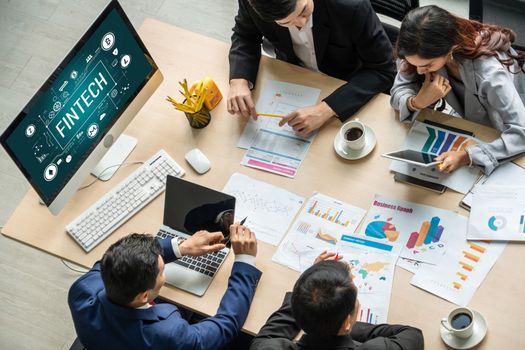 Fintech financial technology software for modish business to analyze marketing strategy
