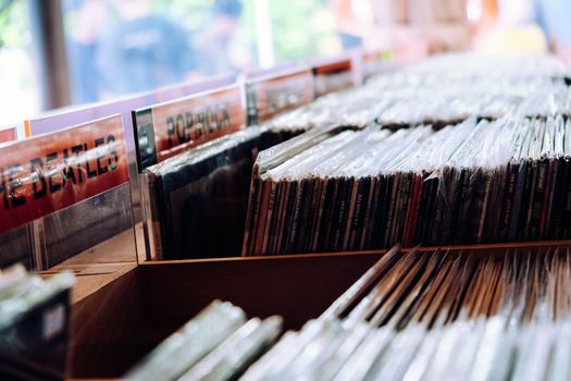 Vinyl records at record store