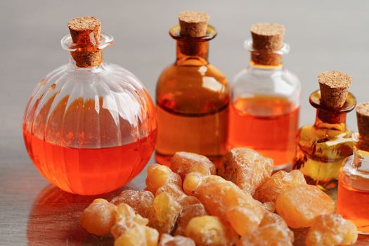 Frankincense or olibanum aromatic resin used in incense and perfumes.