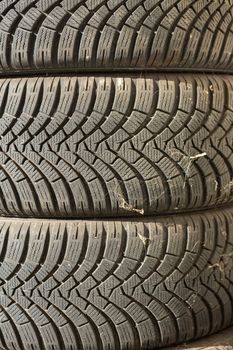 Winter tire tread detail shot