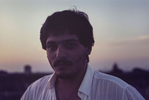 Rovigo, Italy october 1976: Man with mustache close up portrait in 70s