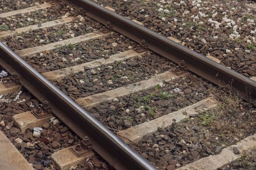 Railroad tracks detail infrastructure for train travel