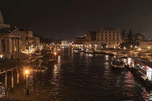 Venice landscape at dusk and night time scene