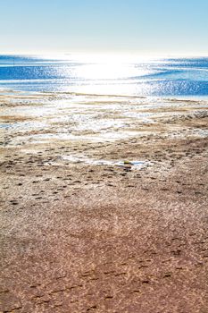 Beautiful coast wadden sea mudflats and tidal flats seascape landscape in Dorum Wurster North Sea coast Wursten Cuxhaven Lower Saxony Germany.