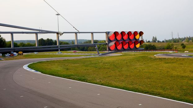 traffic light on sport track warning