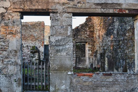 Destroyed building during World War 2 in Oradour sur Glane France