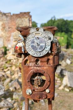Old Gas Pump in the city Oradour sur Glane France