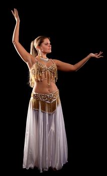 woman dance in dark - oriental arabia costume